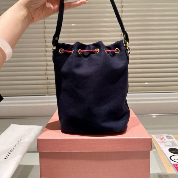 MIUMIU GABARDINE POUCH INDIGO AND AMARANTH 21CM 5NR038 2IA7 F04GM