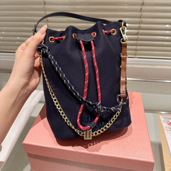 MIUMIU GABARDINE POUCH INDIGO AND AMARANTH 21CM 5NR038 2IA7 F04GM