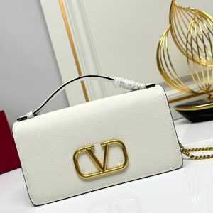 VALENTINO GARAVANI VLOGO SIGNATURE GRAINY WALLET WITH WHITE BLACK 22CM