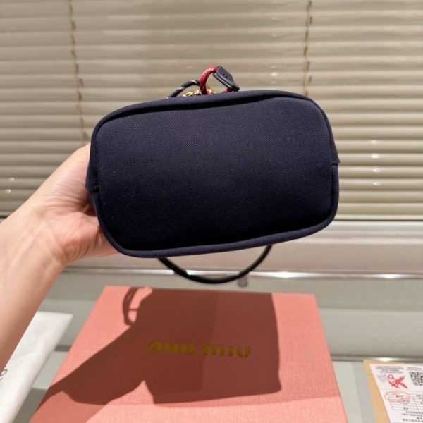 MIUMIU GABARDINE POUCH INDIGO AND AMARANTH 21CM 5NR038 2IA7 F04GM