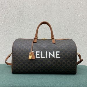 CELINE LARGE TRAVEL BAG IN TRIOMPHE CANVAS TAN 50CM 191472CYX 04LU