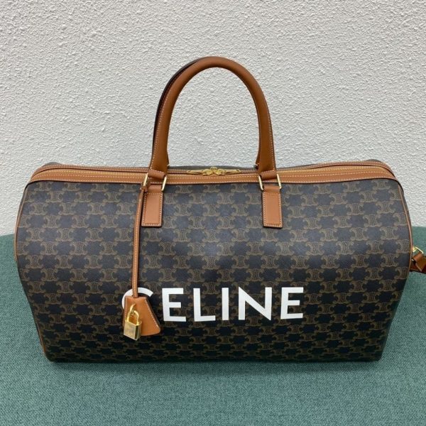 CELINE LARGE TRAVEL BAG IN TRIOMPHE CANVAS TAN 50CM 191472CYX 04LU