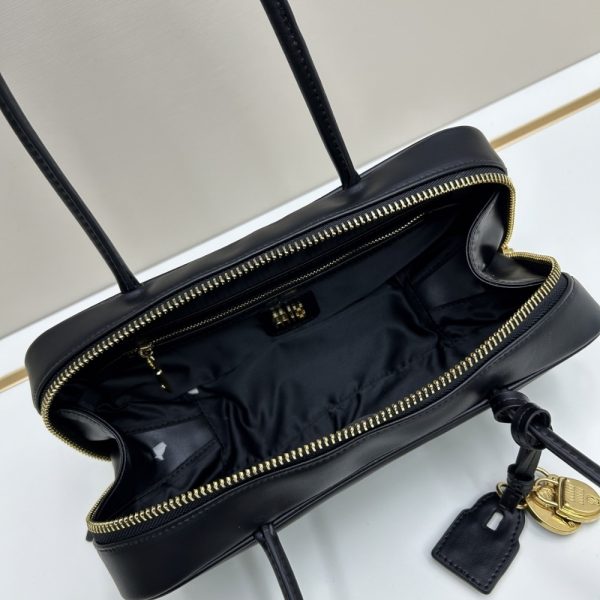 MIUMIU BEAU BAG SAND BLACK 28CM 5BB173 2CRW F0002 V OTM