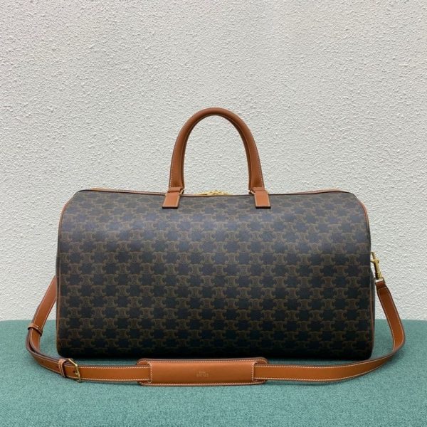 CELINE LARGE TRAVEL BAG IN TRIOMPHE CANVAS TAN 50CM 191472CYX 04LU
