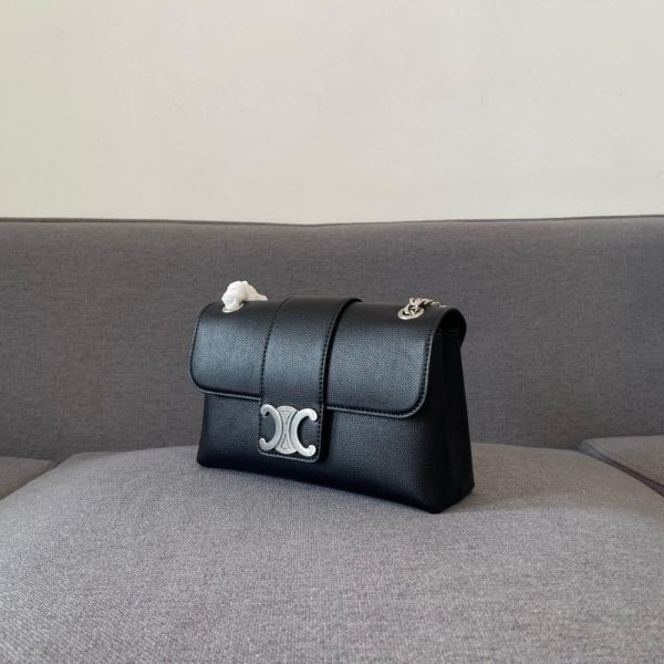 CELINE MEDIUM VICTOIRE BAG IN SUPPLE GRAINED BLACK 25CM 115853FDU 38SI
