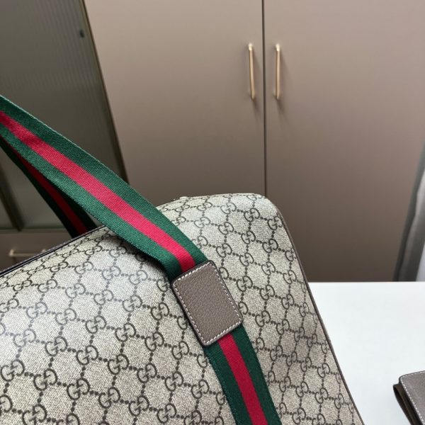 GUCCI LARGE DUFFLE BAG WITH WEB BEIGE EBONY 43CM