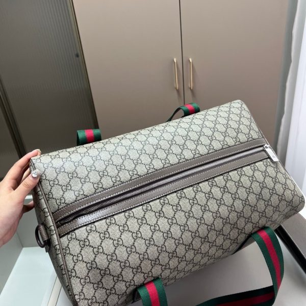 GUCCI LARGE DUFFLE BAG WITH WEB BEIGE EBONY 43CM