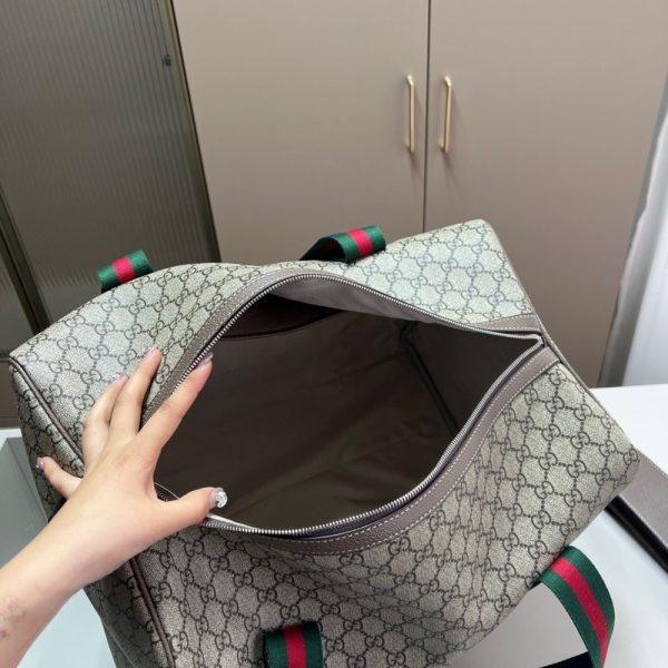 GUCCI LARGE DUFFLE BAG WITH WEB BEIGE EBONY 43CM