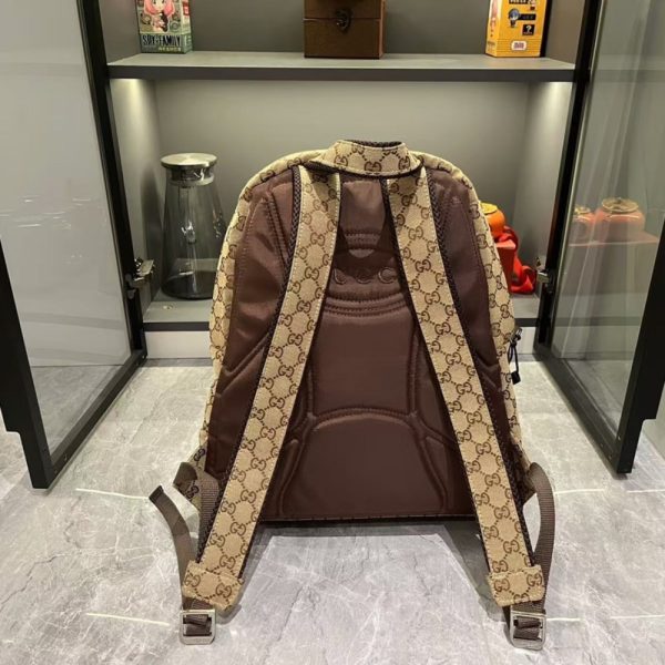 GUCCI GG CANVAS LARGE BACKPACK BEIGE AND DARK BROWN 40CM 800182 FADSC 9852
