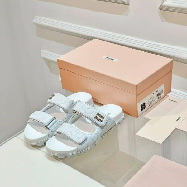 MIUMIU MATELASSE NAPPA LEATHER SLIDES WHITE 5XX640 88T F0009 F 010