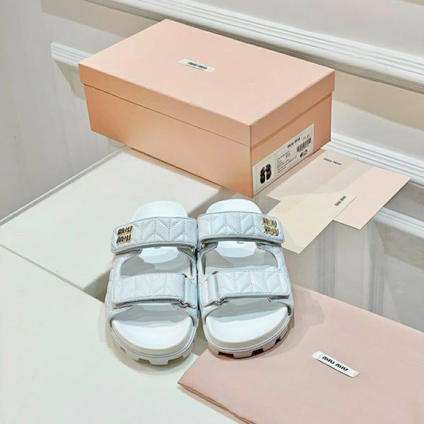 MIUMIU MATELASSE NAPPA LEATHER SLIDES WHITE 5XX640 88T F0009 F 010