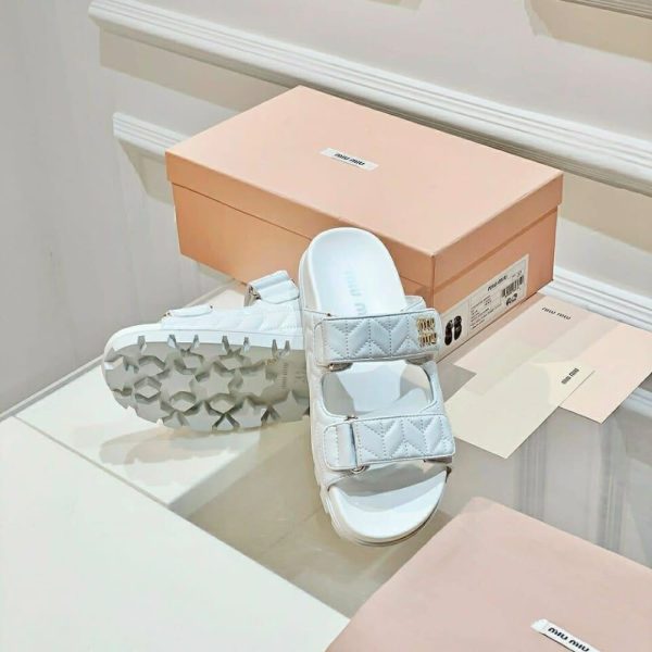 MIUMIU MATELASSE NAPPA LEATHER SLIDES WHITE 5XX640 88T F0009 F 010