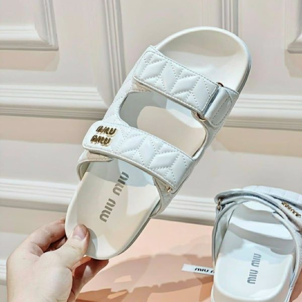 MIUMIU MATELASSE NAPPA LEATHER SLIDES WHITE 5XX640 88T F0009 F 010