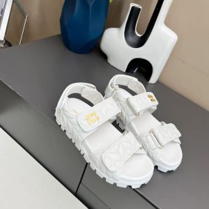 MIUMIU SPORTY MATELASSE NAPPA LEATHER SANDALS WHITE 5X135E 88T F0009 F 010