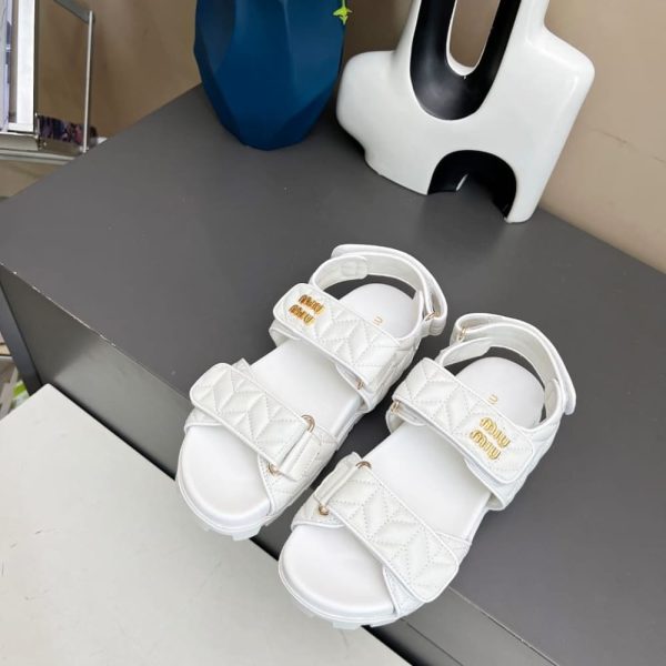 MIUMIU SPORTY MATELASSE NAPPA LEATHER SANDALS WHITE 5X135E 88T F0009 F 010