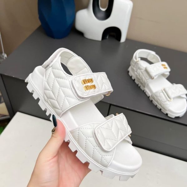 MIUMIU SPORTY MATELASSE NAPPA LEATHER SANDALS WHITE 5X135E 88T F0009 F 010