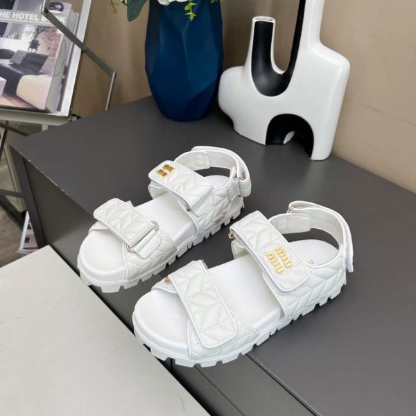 MIUMIU SPORTY MATELASSE NAPPA LEATHER SANDALS WHITE 5X135E 88T F0009 F 010