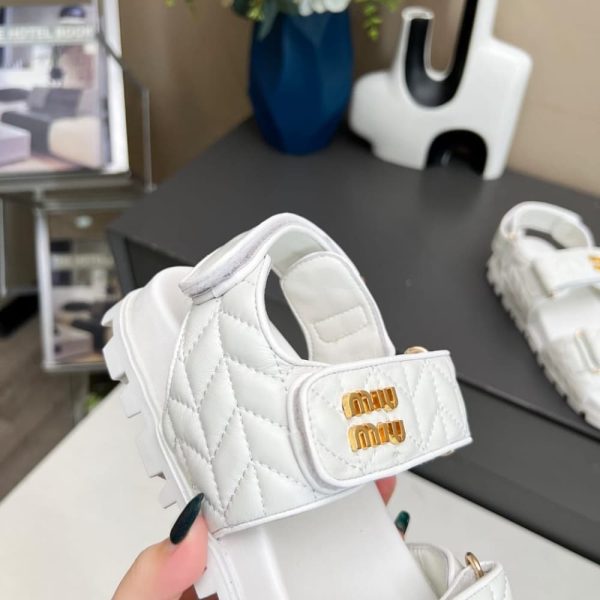 MIUMIU SPORTY MATELASSE NAPPA LEATHER SANDALS WHITE 5X135E 88T F0009 F 010