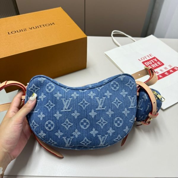 LOUIS VUITTON CROISSANT MM MONOGRAM BLUE DENIM 24CM M46856