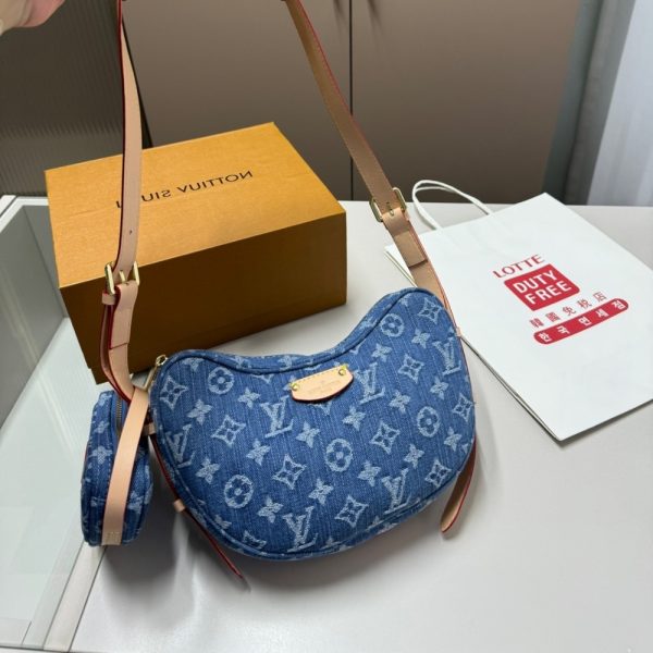 LOUIS VUITTON CROISSANT MM MONOGRAM BLUE DENIM 24CM M46856
