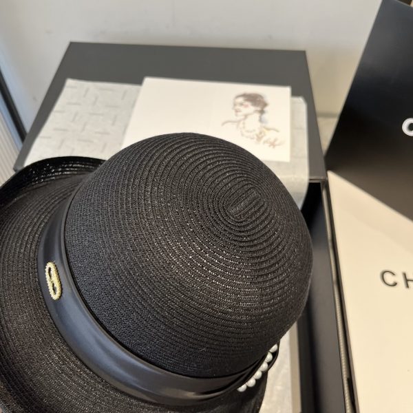 CELINE  RAFFIA  CURLED BRIM HAT WITH SATIN BLACK