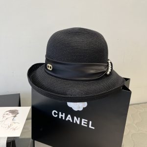 CELINE  RAFFIA  CURLED BRIM HAT WITH SATIN BLACK