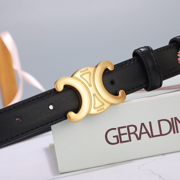 CELINE MEDIUM TRIOMPHE BELT IN TAURILLON LEATHER BLACK 25MM 45AK93A01 38NO