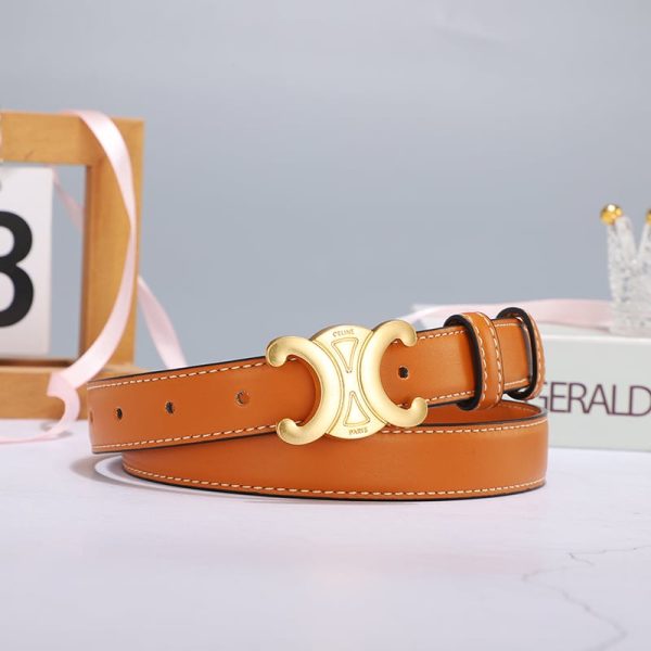 CELINE MEDIUM TRIOMPHE BELT IN TAN 25MM 45AK93A78 04LU
