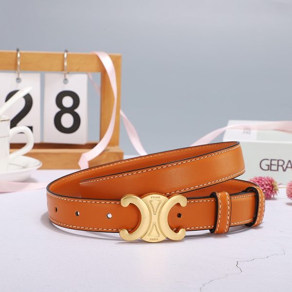 CELINE MEDIUM TRIOMPHE BELT IN TAN 25MM 45AK93A78 04LU