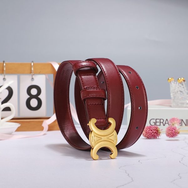 CELINE MEDIUM TRIOMPHE BELT IN TAURILLON LEATHER LIGHT BURGUNDY 25MM 45AK93A01 28LB