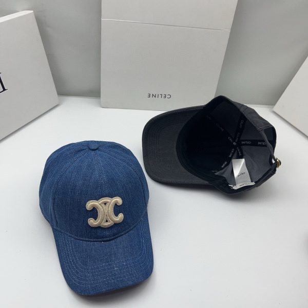 CELINE TRIOMPHE BASEBALL CAP WASH DARK DENIM BLUE