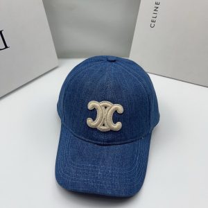CELINE TRIOMPHE BASEBALL CAP WASH DARK DENIM BLUE