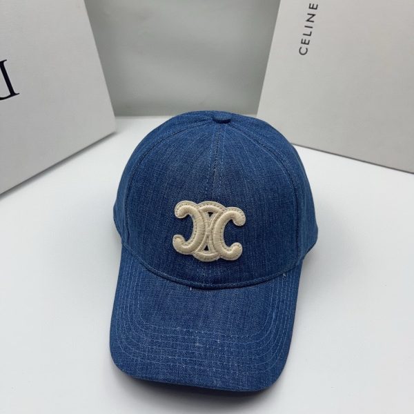 CELINE TRIOMPHE BASEBALL CAP WASH DARK DENIM BLUE