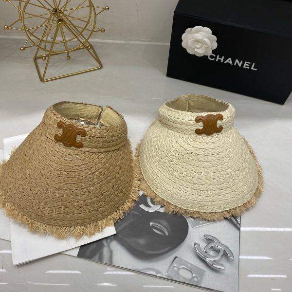 CELINE TRIOMPHE HAT IN STRAW BEIGE