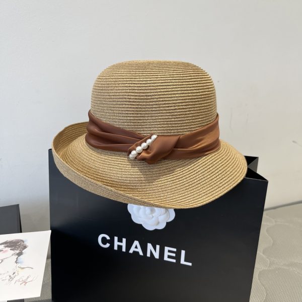 CELINE  RAFFIA  CURLED BRIM HAT WITH SATIN NATURAL