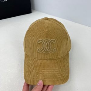 CELINE TRIOMPHE BASEBALL CAP IN CORDUROY CARAMEL