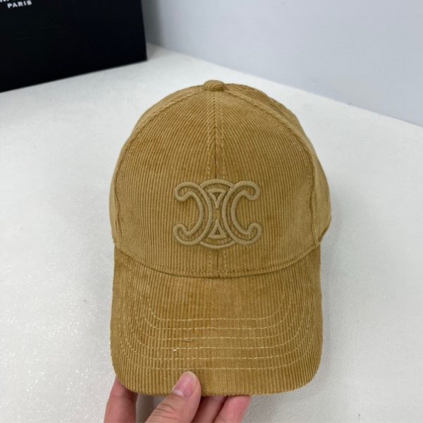 CELINE TRIOMPHE BASEBALL CAP IN CORDUROY CARAMEL