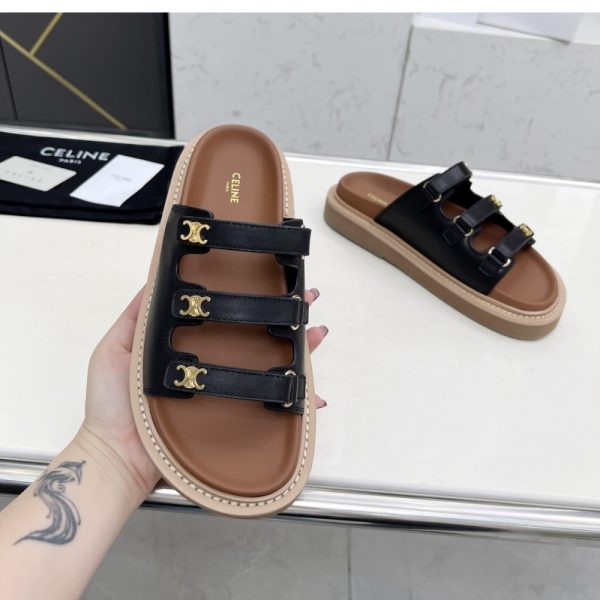 CELINE TIPPI SLIDE IN LEATHER BLACK 357283767C 38NO