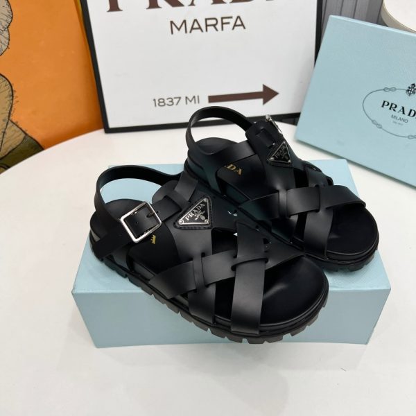 PRADA CRISSCROSS RUBBER SANDALS BLACK 2X3118 3LKK F0002 F G000