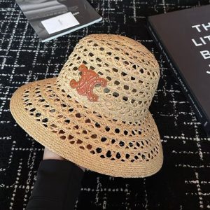 CELINE TRIOMPHE RAFFIA BUCKET HAT NATURAL