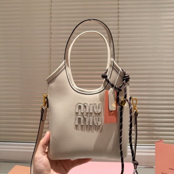 MIUMIU IVY LEATHER BAG CHALK WHITE 20CM 5BA281 2CRW F0K74 V OLN