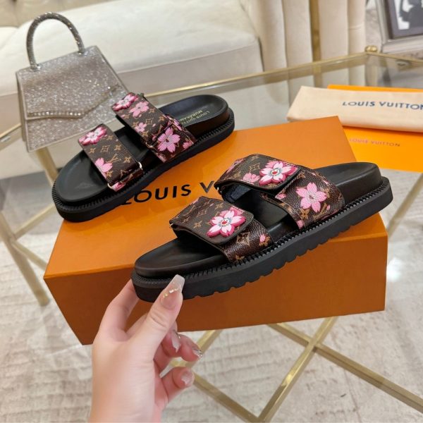 LOUIS VUITTON X MURAKAMI LV SUNSET FLAT COMFORT MULE SAKURA BROWN 1AGVYY