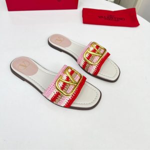 VALENTINO VLOGO SIGNATURE SLIDE SANDAL PINK