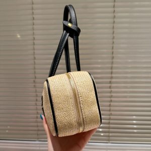 MIUMIU WOMEN’S CANVAS AND LEATHER BAG BLACK 27CM