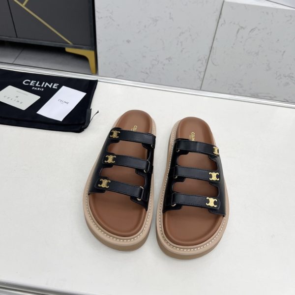 CELINE TIPPI SLIDE IN LEATHER BLACK 357283767C 38NO