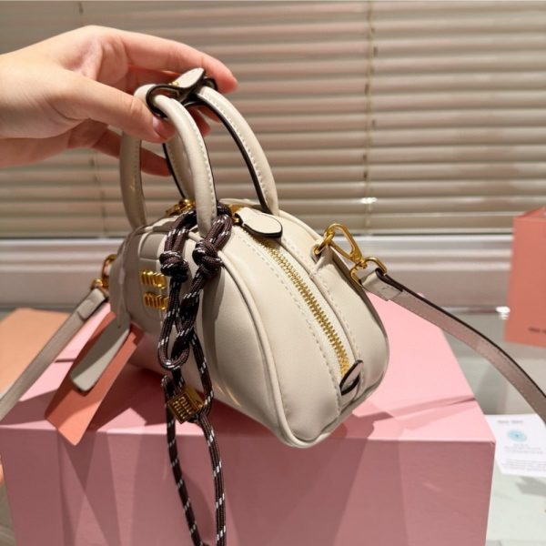 MIUMIU LEATHER TOP HANDLE BAG WHITE 18CM