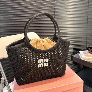 MIUMIU IVY MESH BAG IN BLACK 27CM 5BG281 2F8E F0N12 V OOO