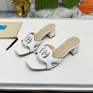 GUCCI WOMEN’S INTERLOCKING G SLIDE SANDAL WHITE ‎782413 AAAZG 9022