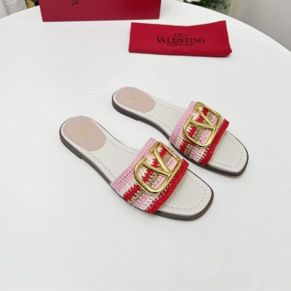 VALENTINO VLOGO SIGNATURE SLIDE SANDAL PINK