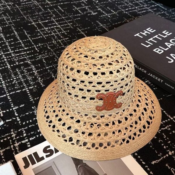CELINE TRIOMPHE RAFFIA BUCKET HAT NATURAL